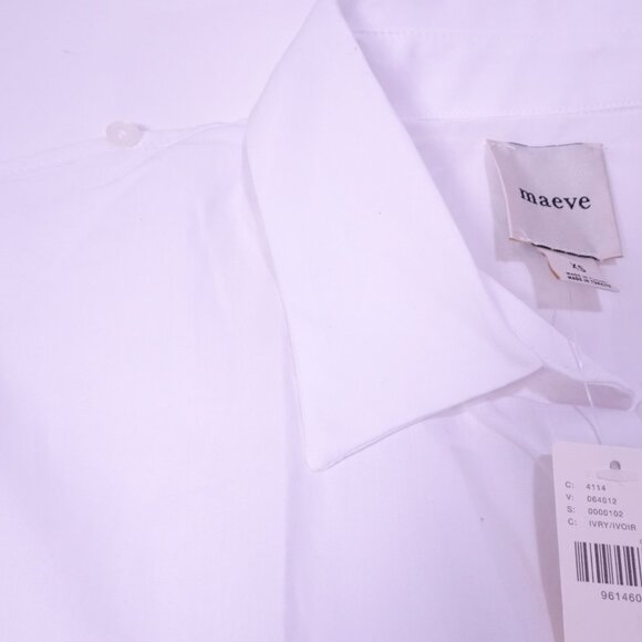 Anthropologie Maeve Women's Cropped Buttondown Shirt Sz XS NWt 128 White - Picture 10 of 11